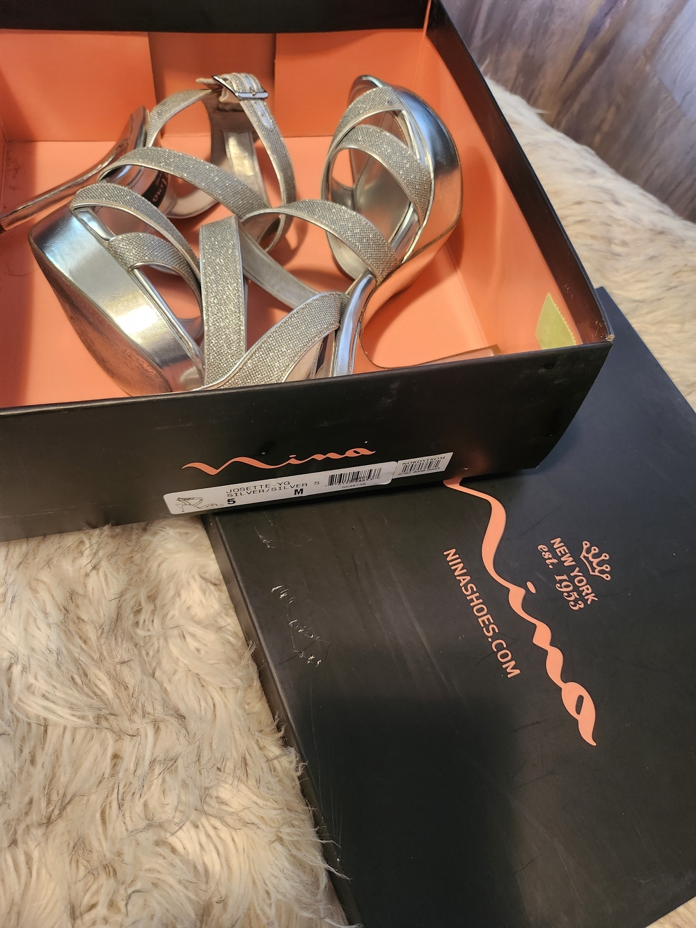 Nina Silver Metallic Platform Strappy Sandals